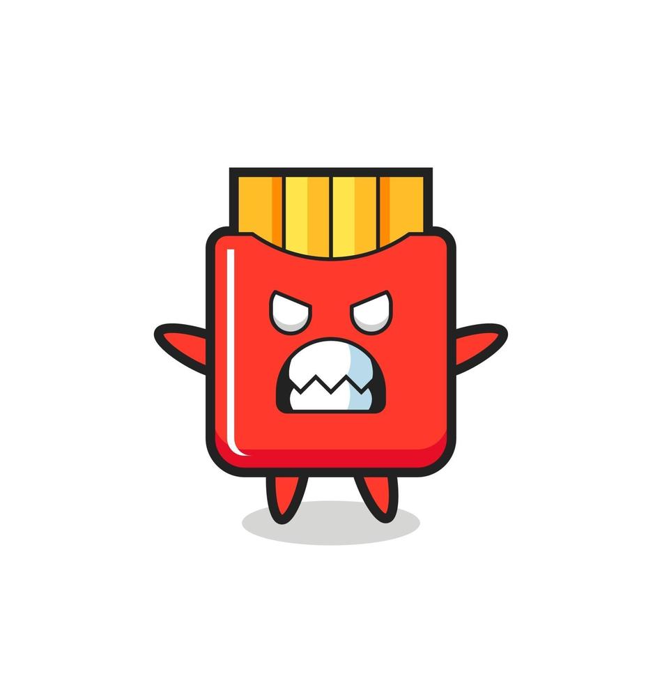 wrathful expression of the french fries mascot character vector