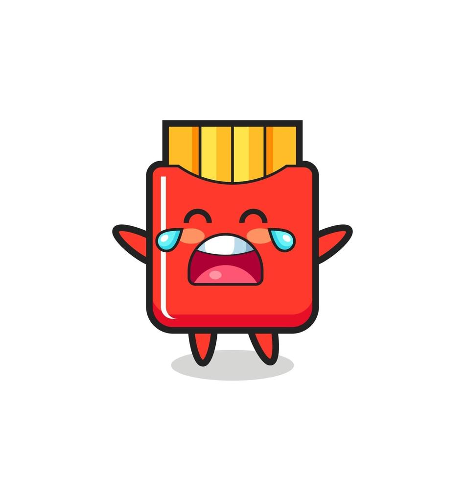 the illustration of crying french fries cute baby vector