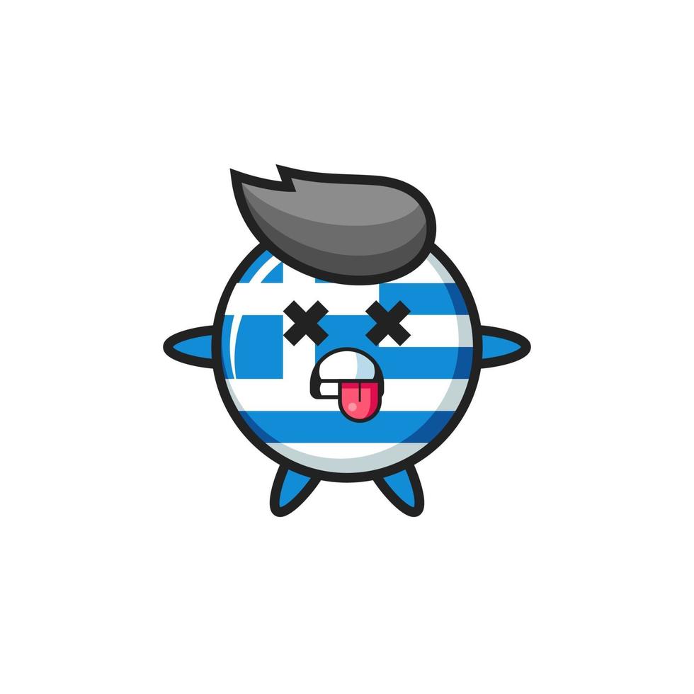 character of the cute greece flag with dead pose vector
