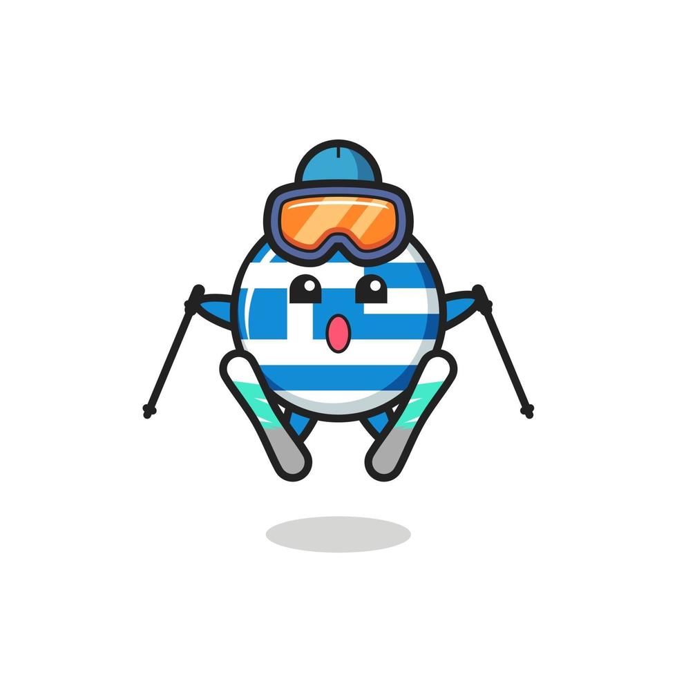 greece flag mascot character as a ski player vector