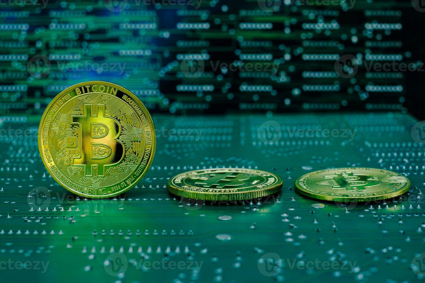 Golden bitcoin cryptocurrency old and new version photo
