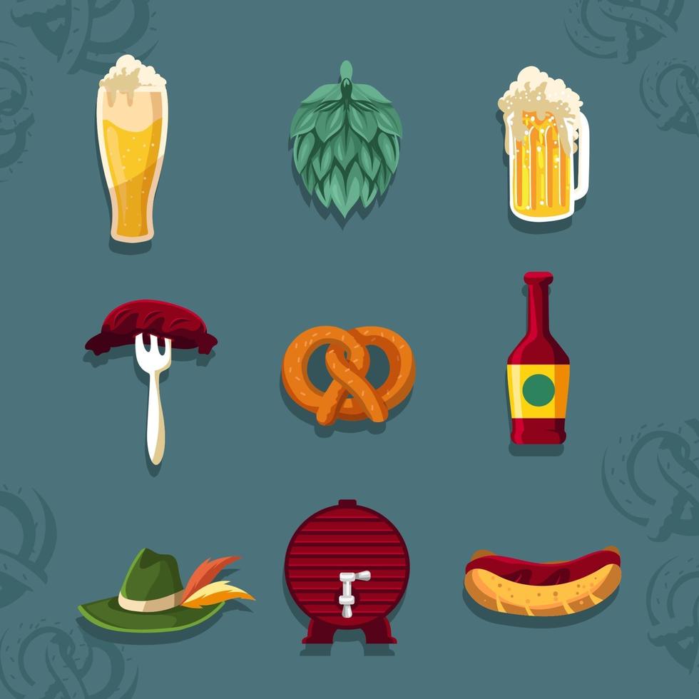 conjunto de iconos de oktoberfest vector