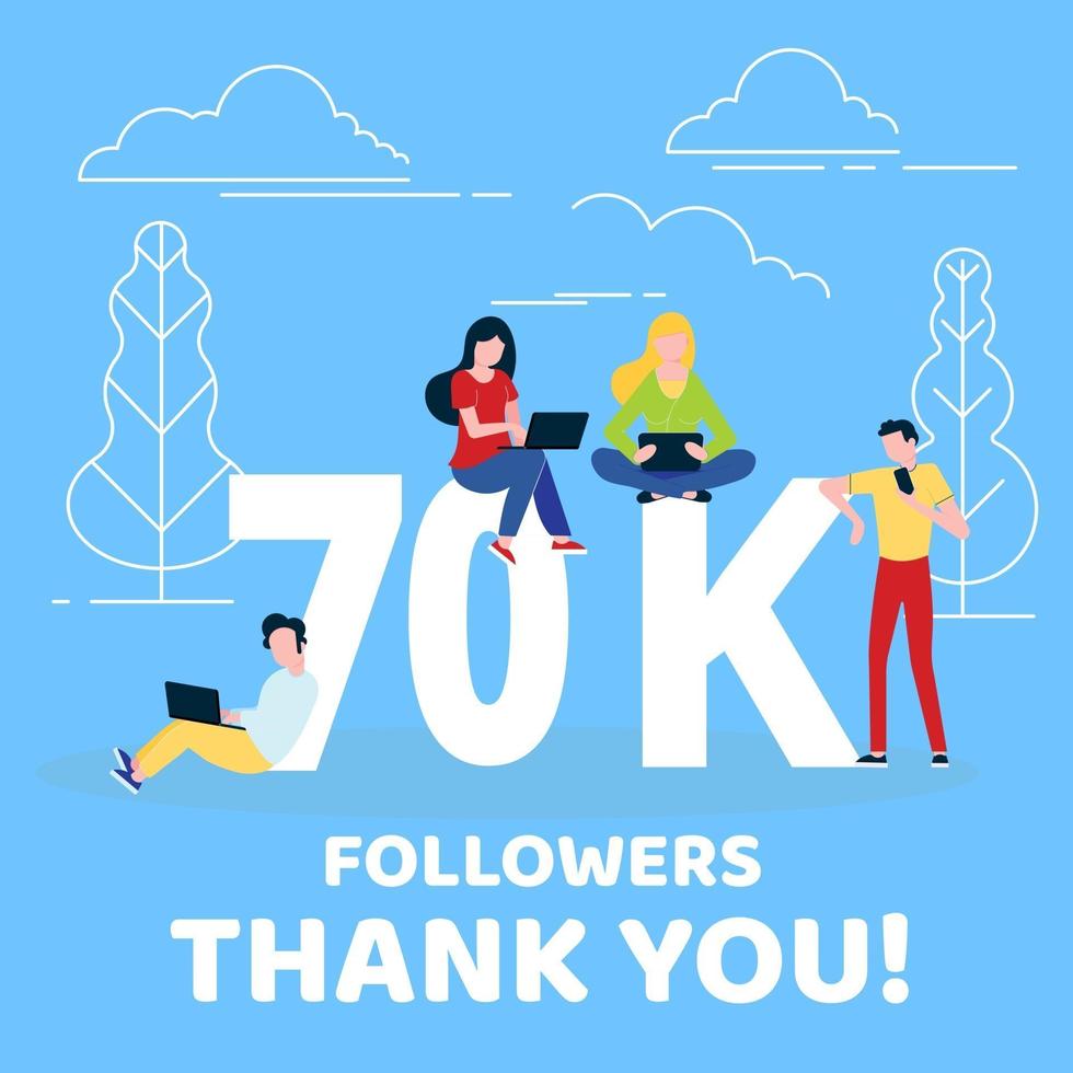 Thank you 70000 followers numbers postcard. vector