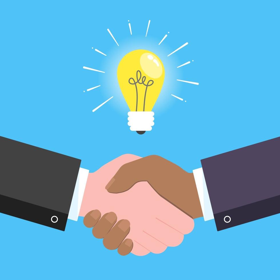 Businessmen shaking hands flat style design vector illustration