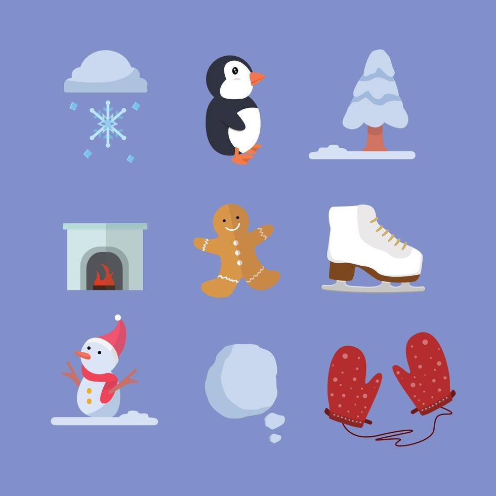 winter sticker kawaii collection 3416621 Vector Art at Vecteezy