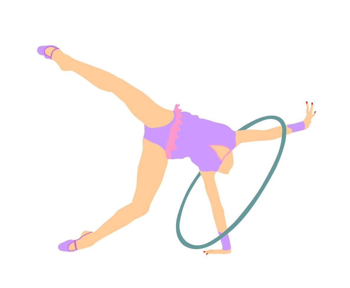 dama de gimnasia rítmica con aro. vector