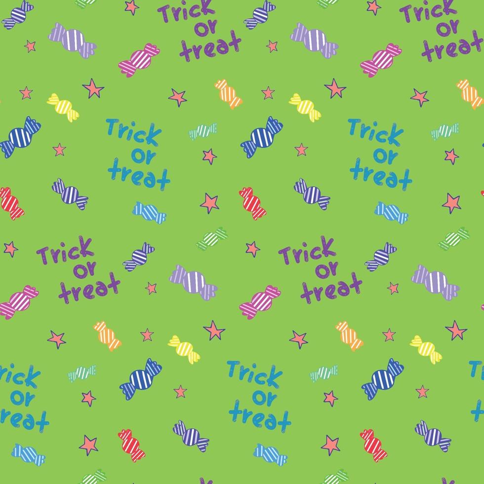 Handwritten trick or treat. Halloween seamless pattern vector