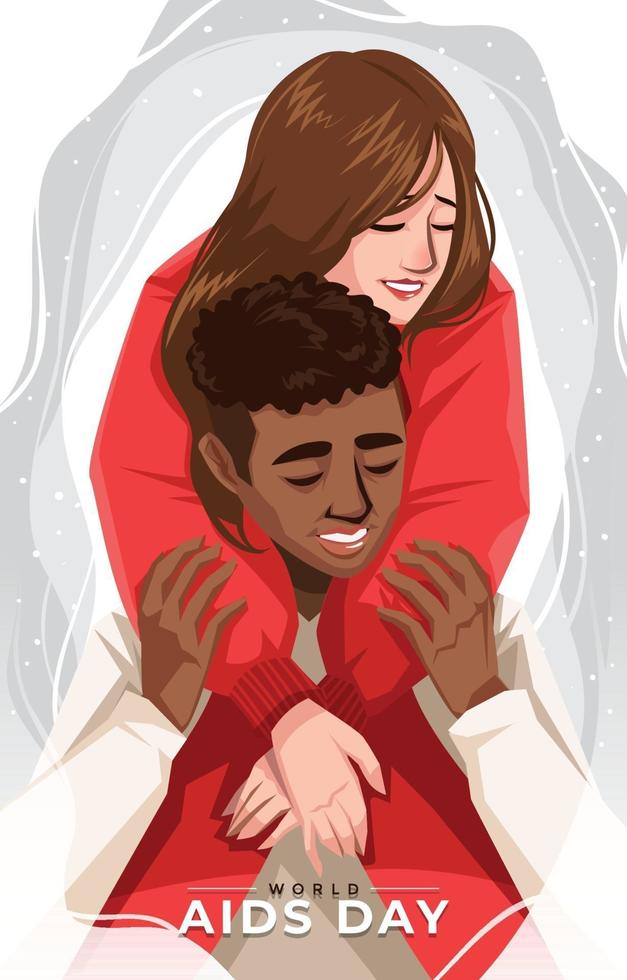 World AIDS Day with Couple Embracing Each Other vector