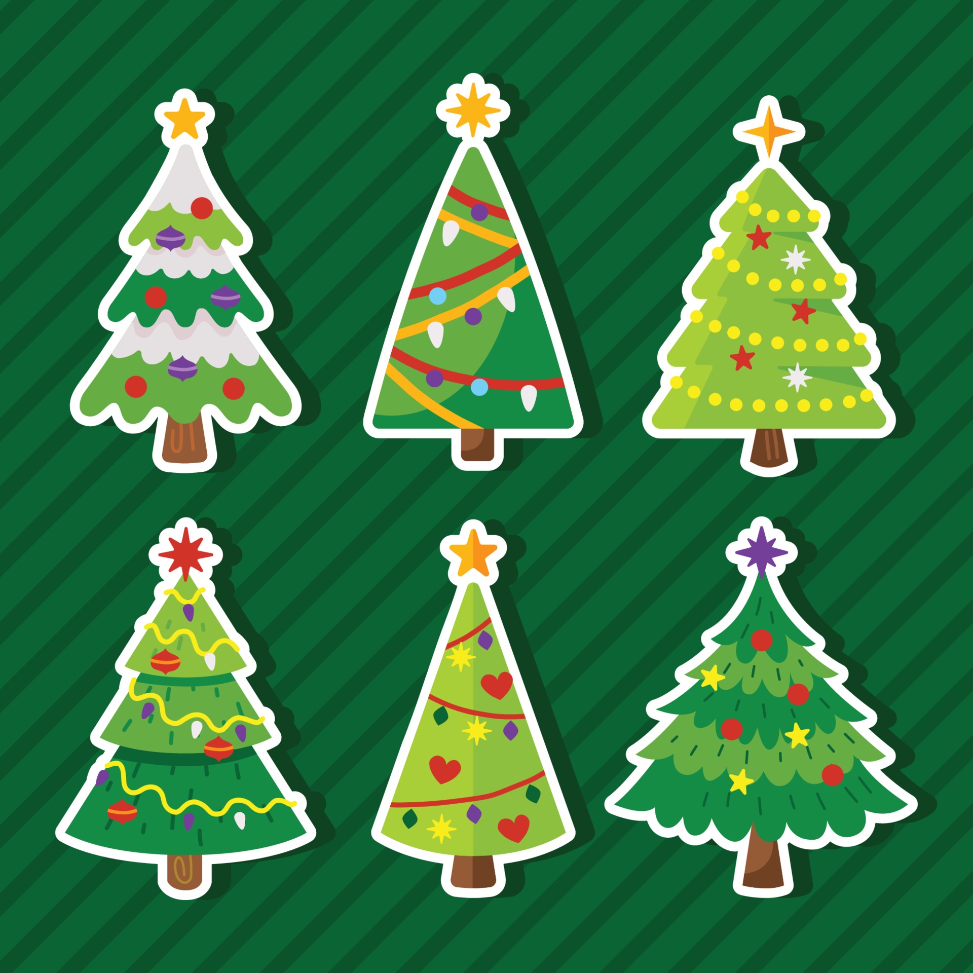 Christmas Tree Sticker Collection 3416732 Vector Art at Vecteezy