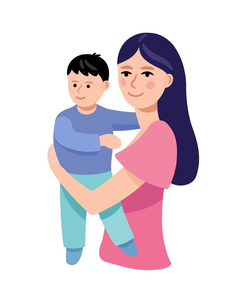 Babysitter. The babysitter is holding the child. vector