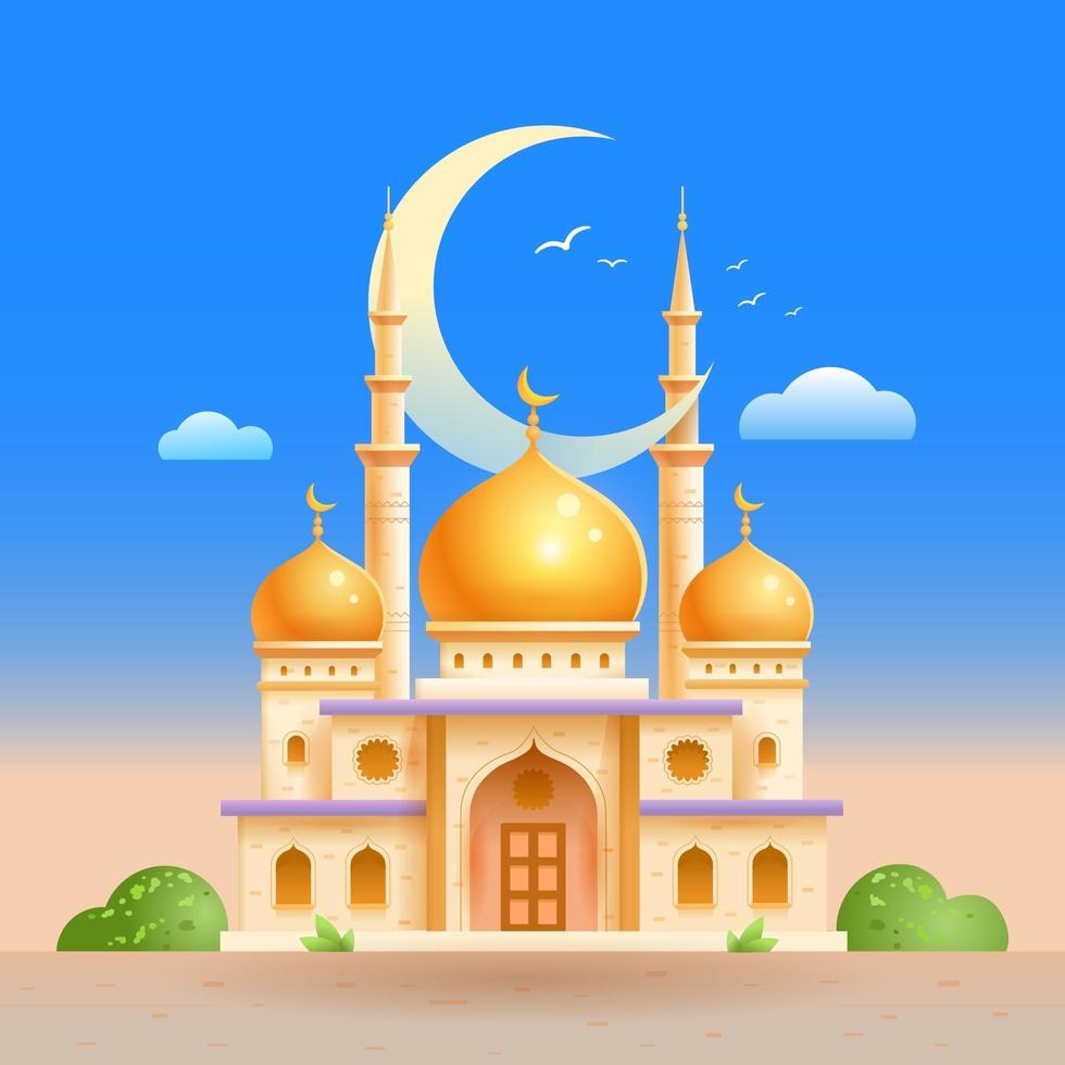 Islamic mosque. Ramadan holiday, Islam. Building in Islam. vector