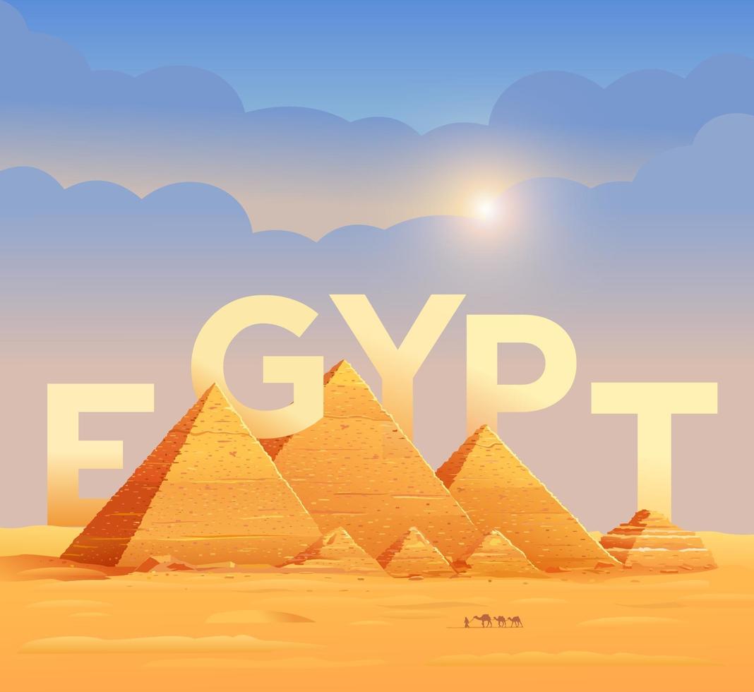 Pyramids of Egypt. Pyramid of Cheops in Cairo, in Giza vector