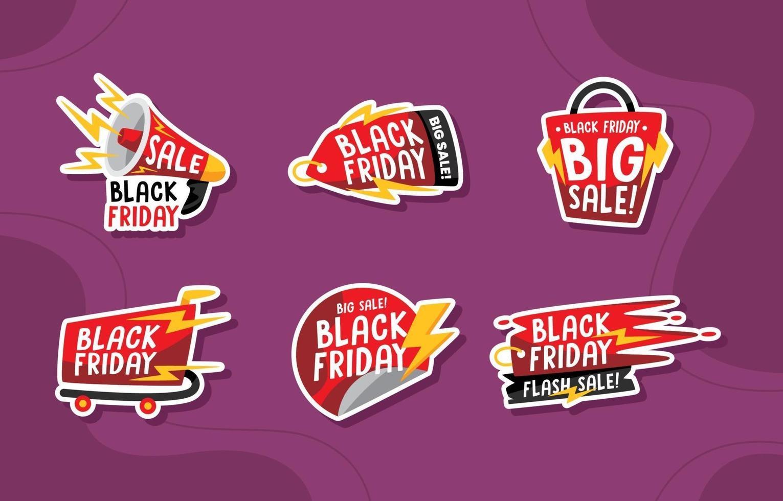 Black Friday Sale Sticker Collection vector