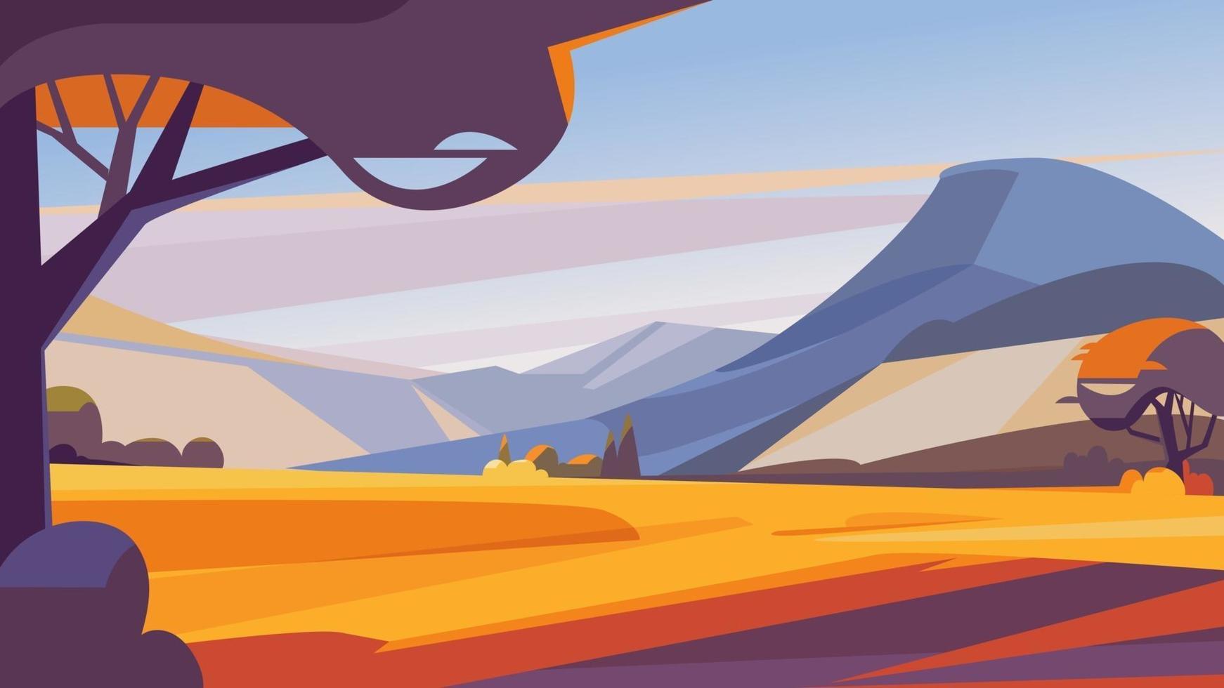 paisaje otoñal con montañas. vector