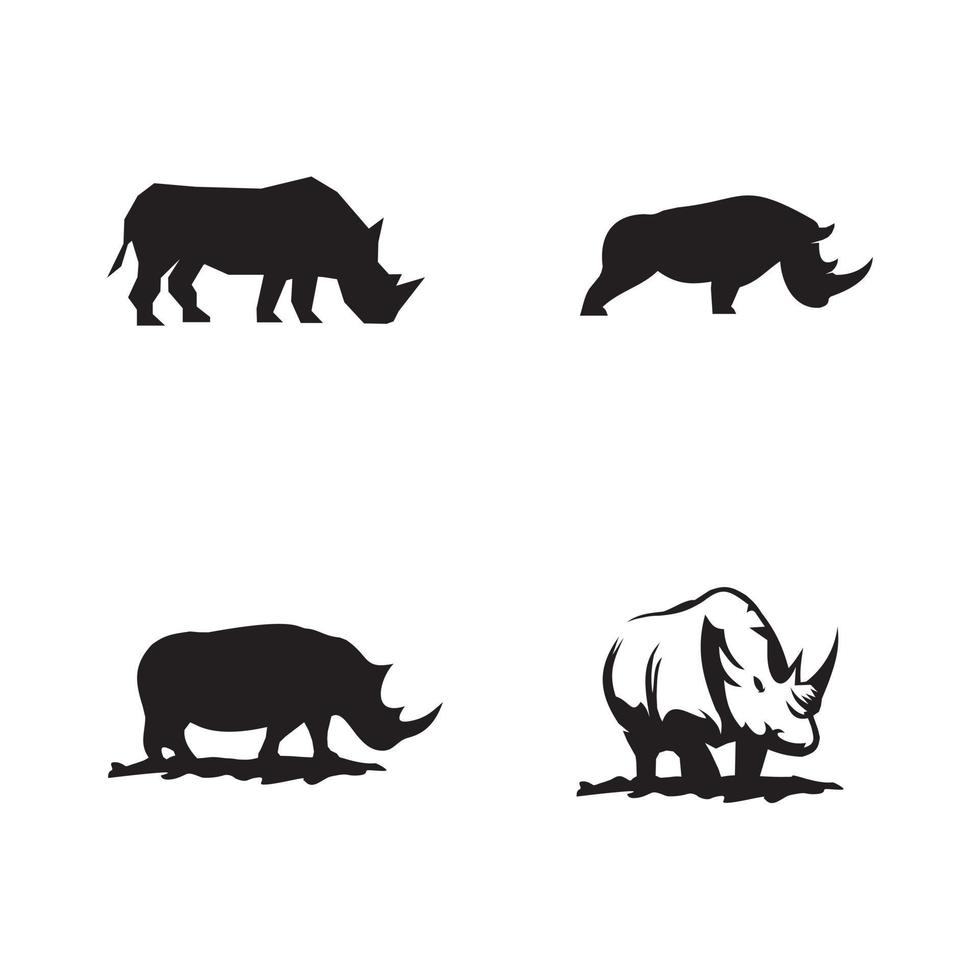 plantilla de diseño de logotipo de icono de rinoceronte negro vector