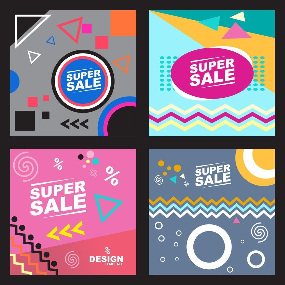 Super sale post social media banner design template vector