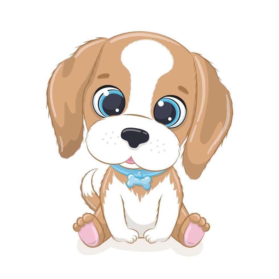 Cute baby dog. Vector illustration.