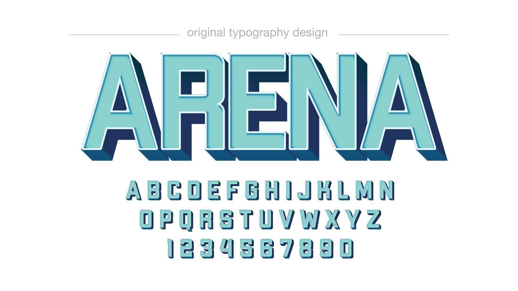 tipografía en mayúsculas 3d azul claro vector
