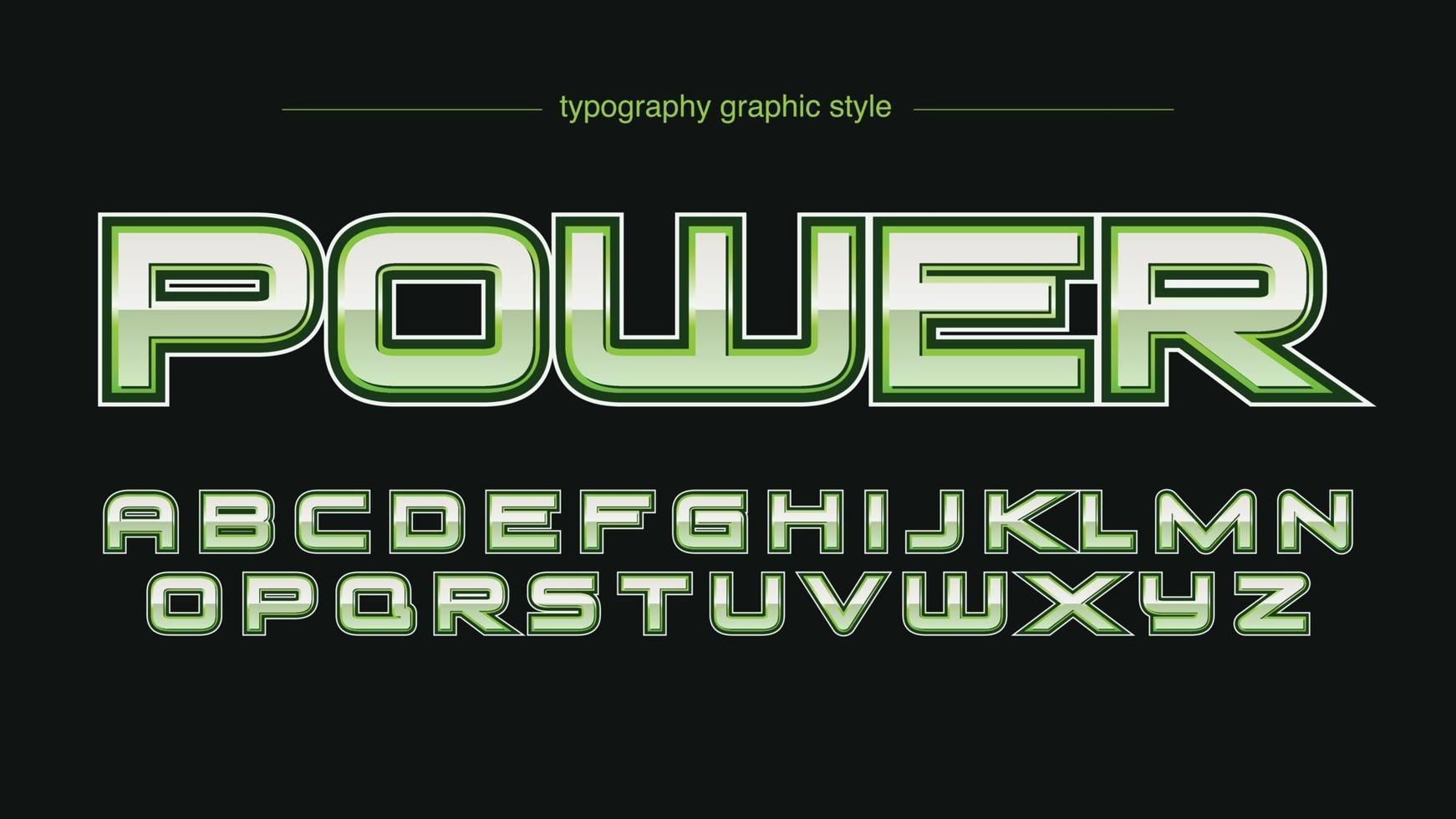 tipografía de juego futurista verde metálico vector