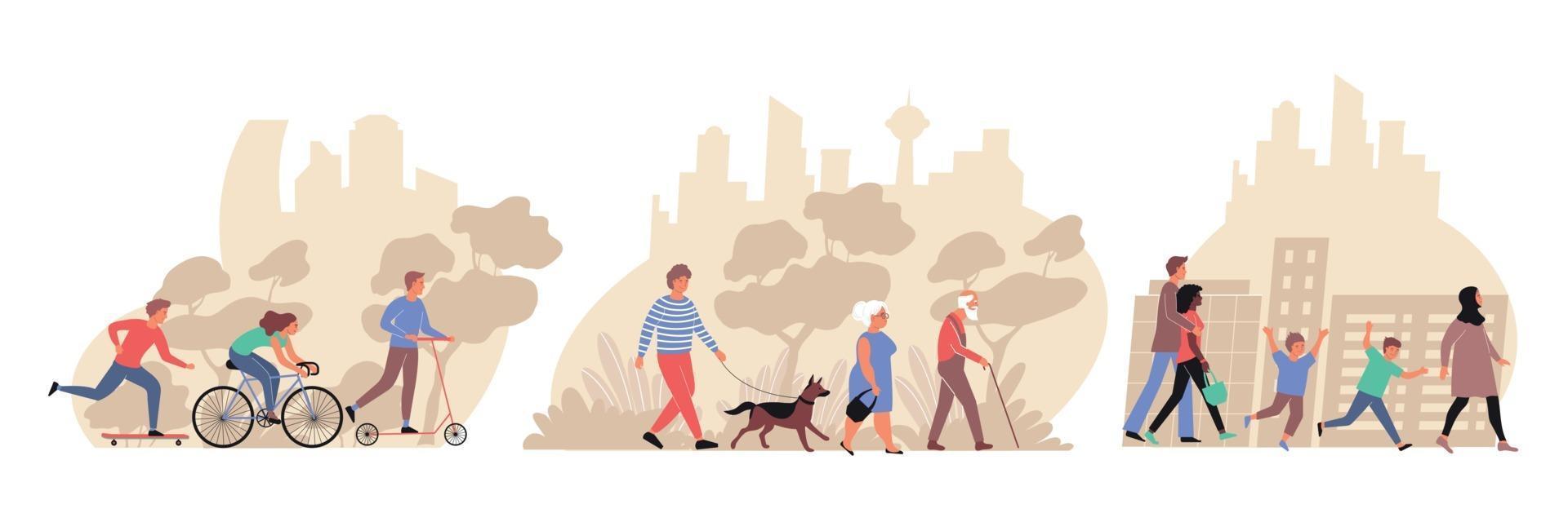 People In City  Flat Compositions vector