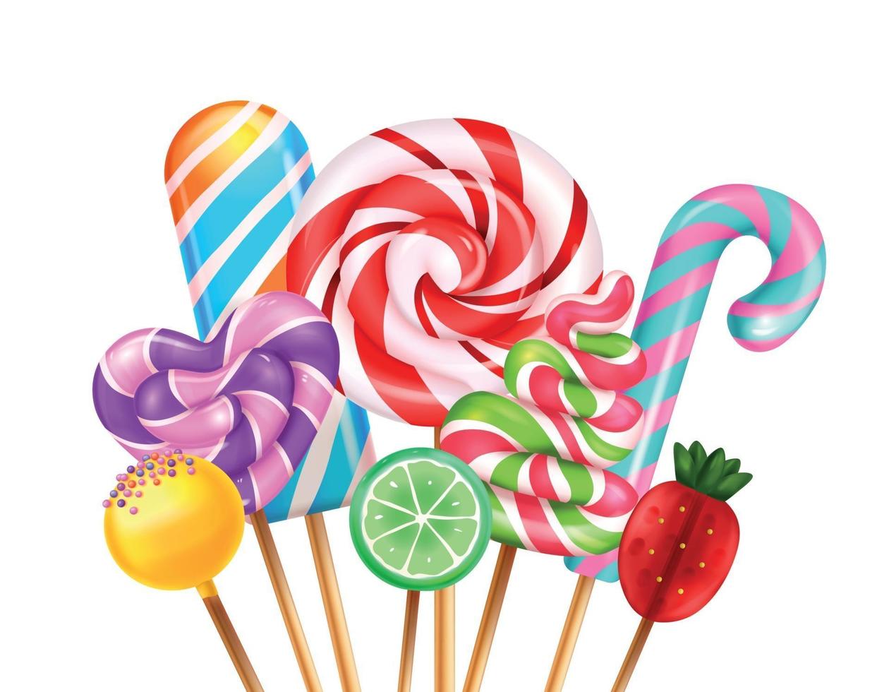 Lollipop Realistic Composition vector