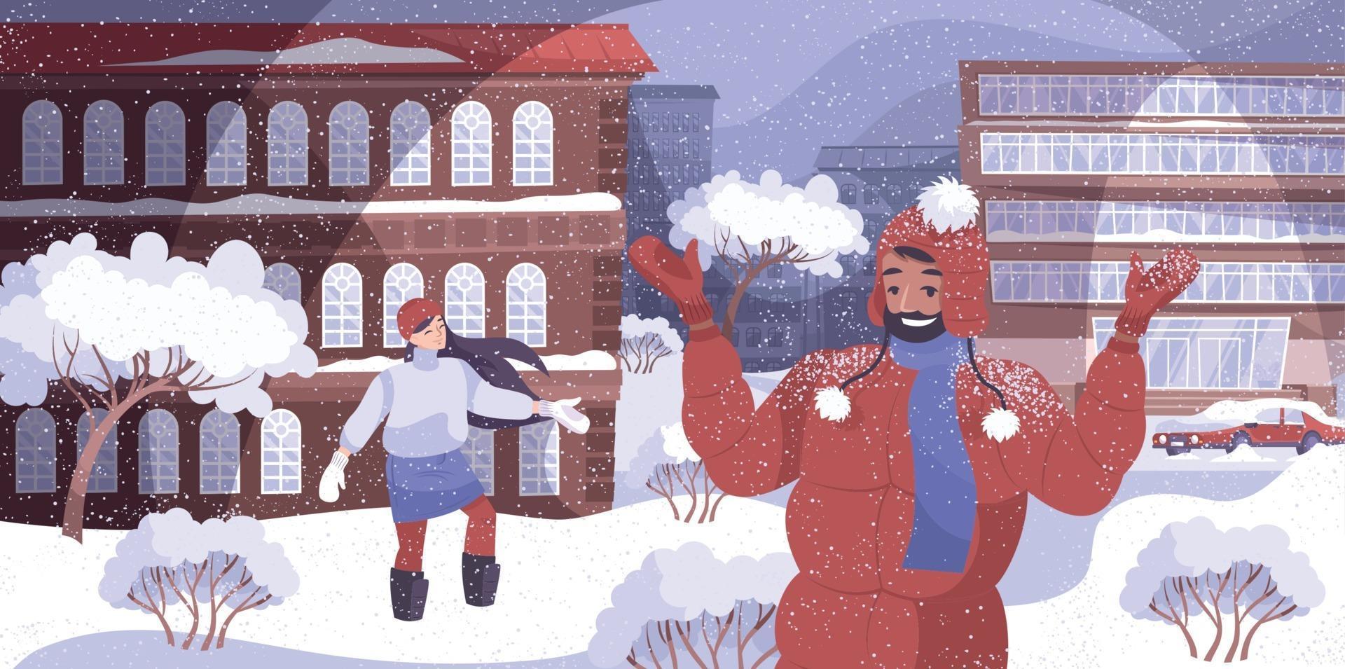 Snowfall Weather Flat Composition vector