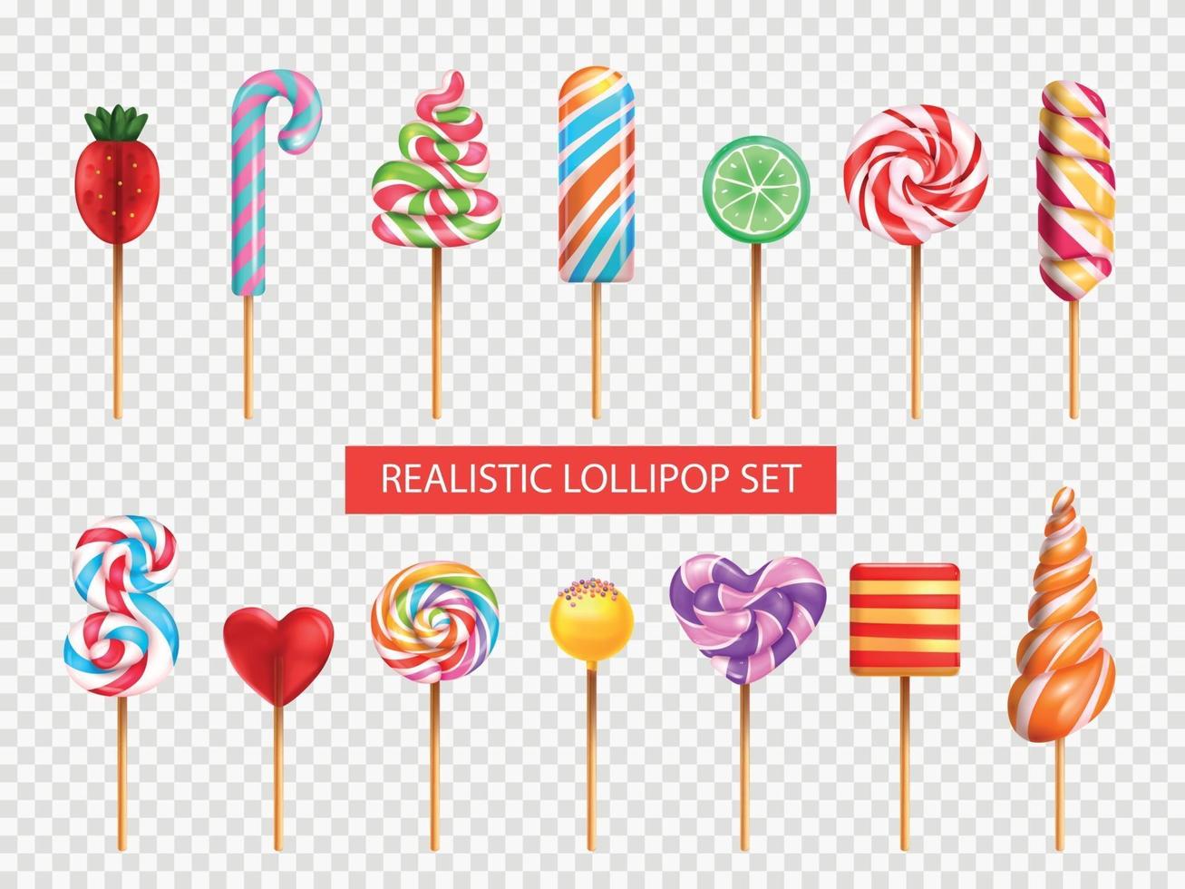 Lollipop Realistic Transparent  Set vector