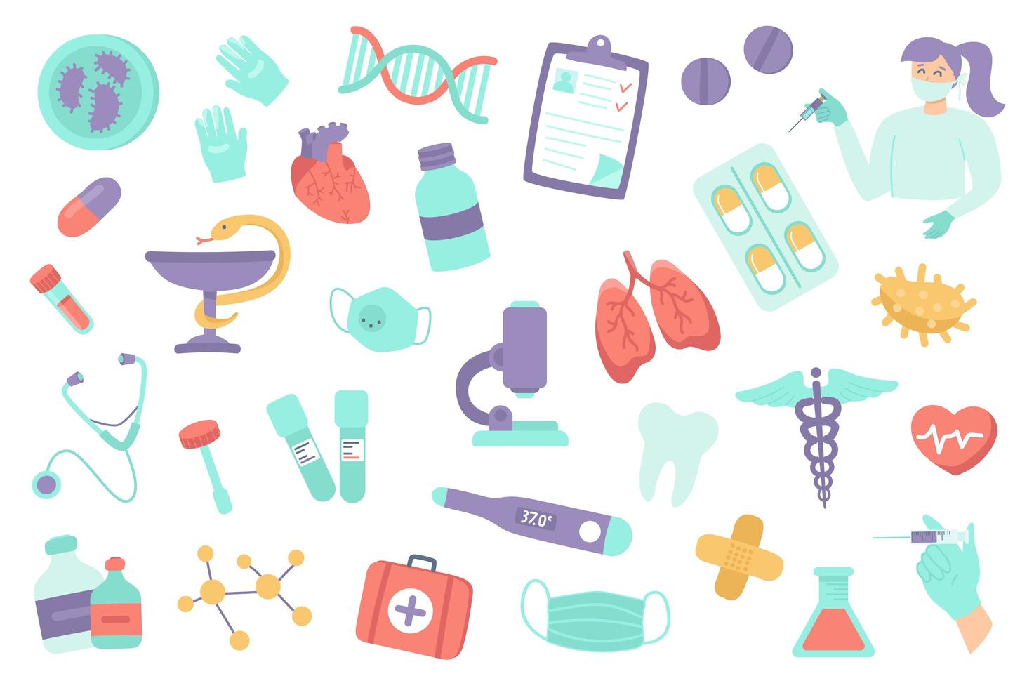 Medical clinic isolated objects set vector