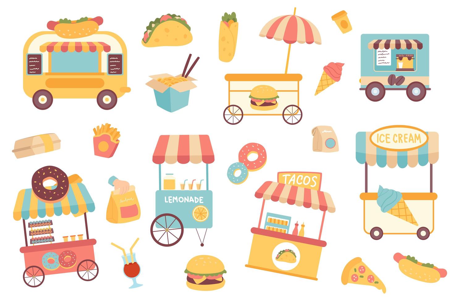 Fast food isolated objects set vector