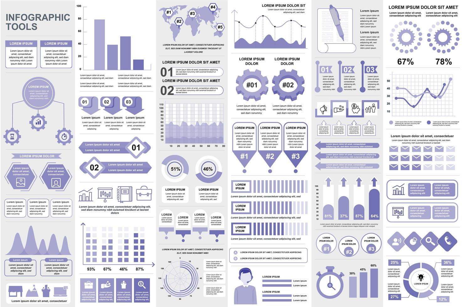 plantilla de diseño de vector de visualización de datos de elementos infográficos