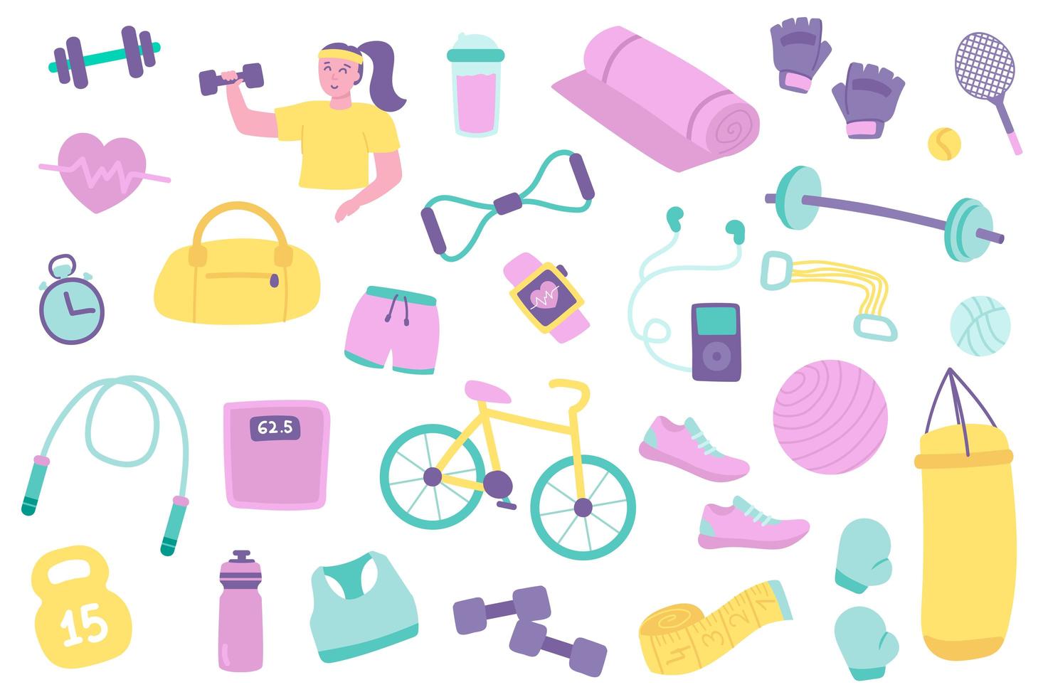 Fitness isolated objects set vector
