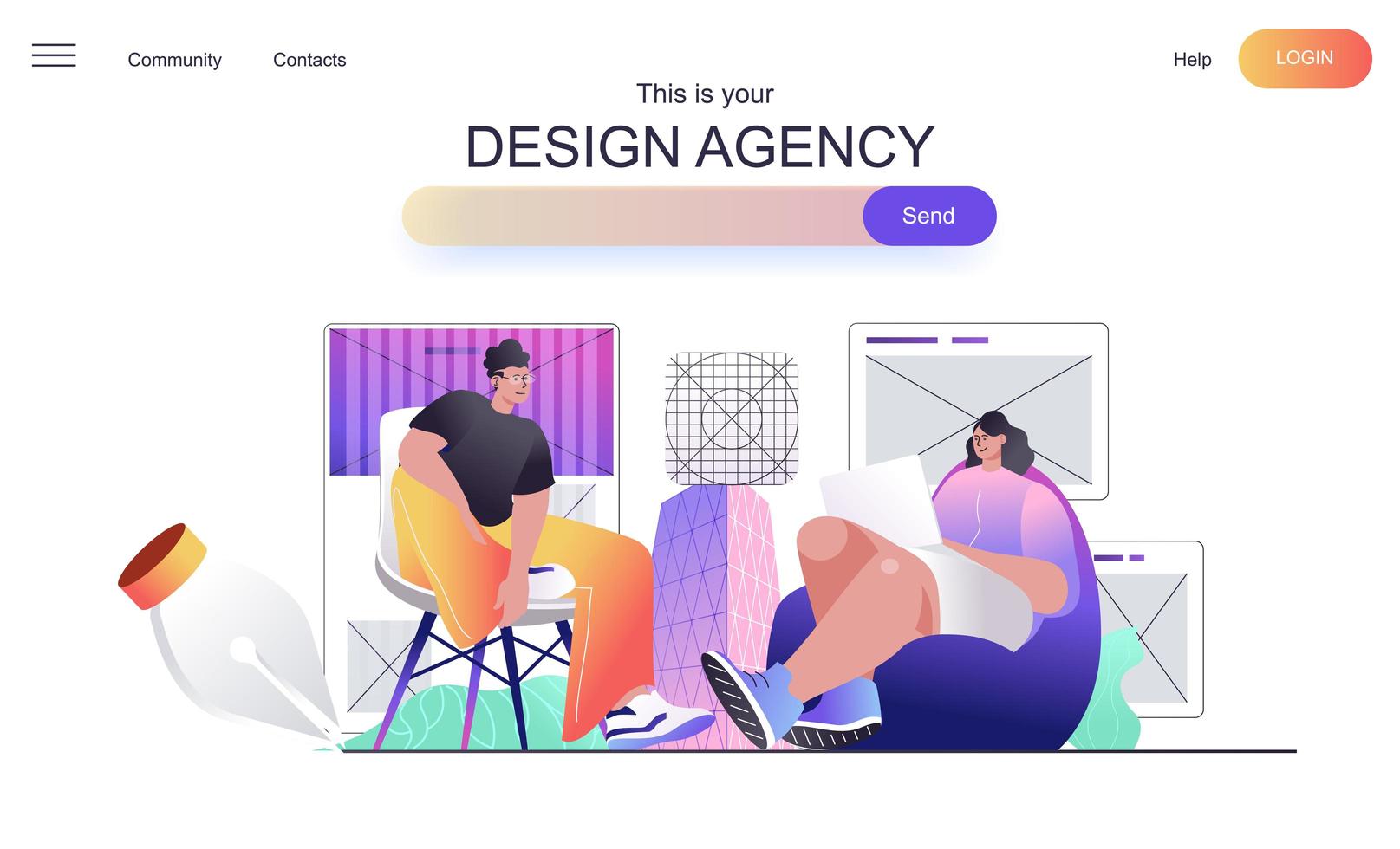 Design agency web concept for landing page vector