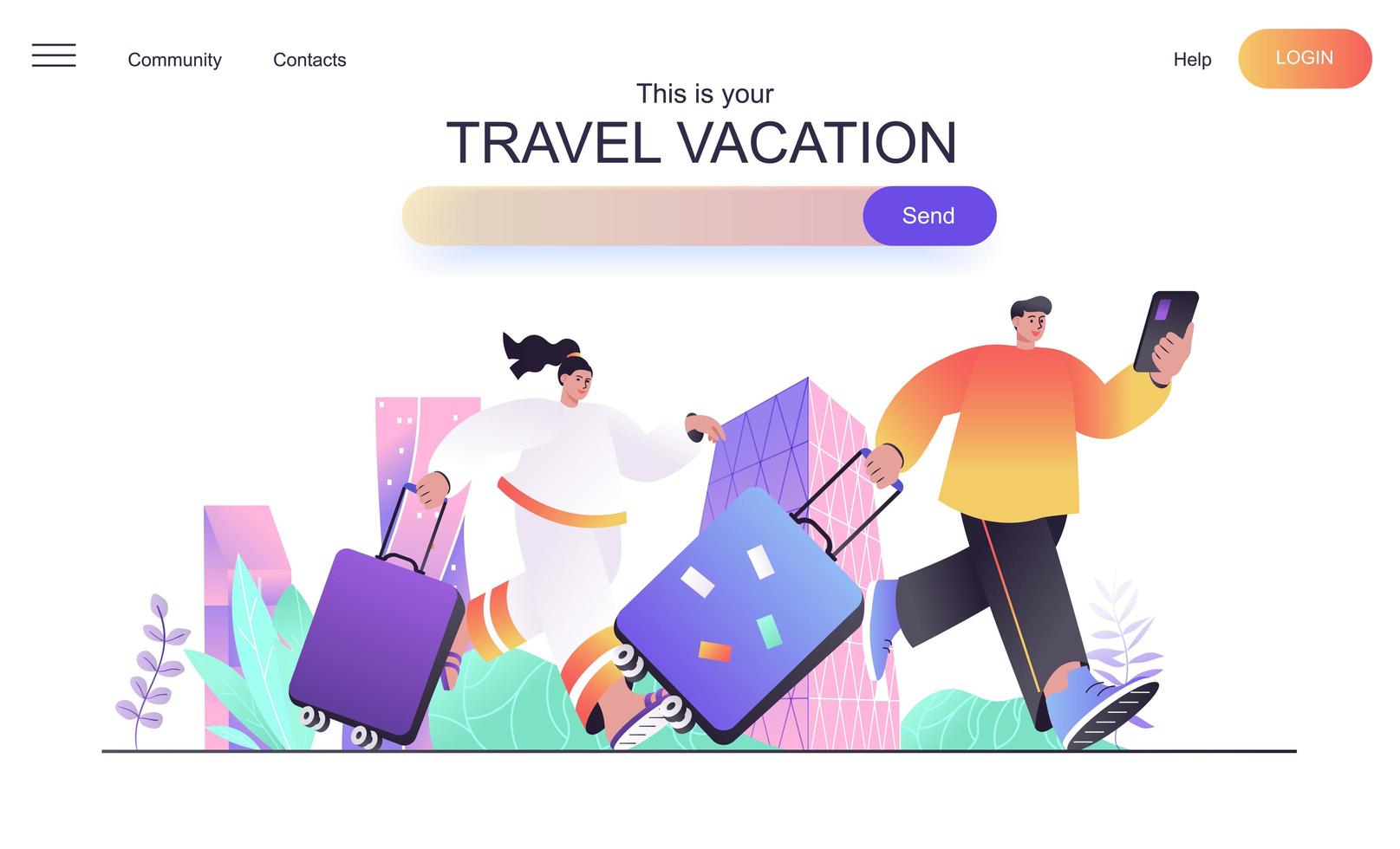 Travel vacation web concept for landing page vector