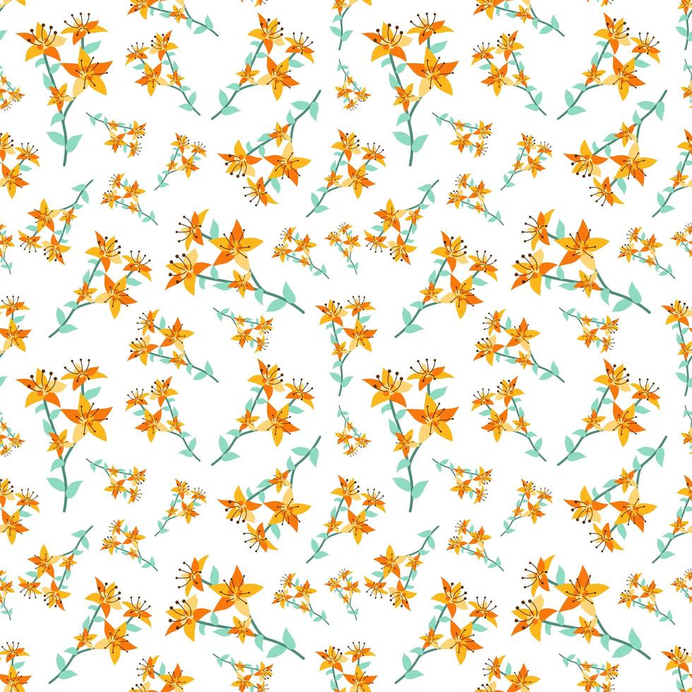 patrón de flores y hojas de verano sin costuras con textura floral vector