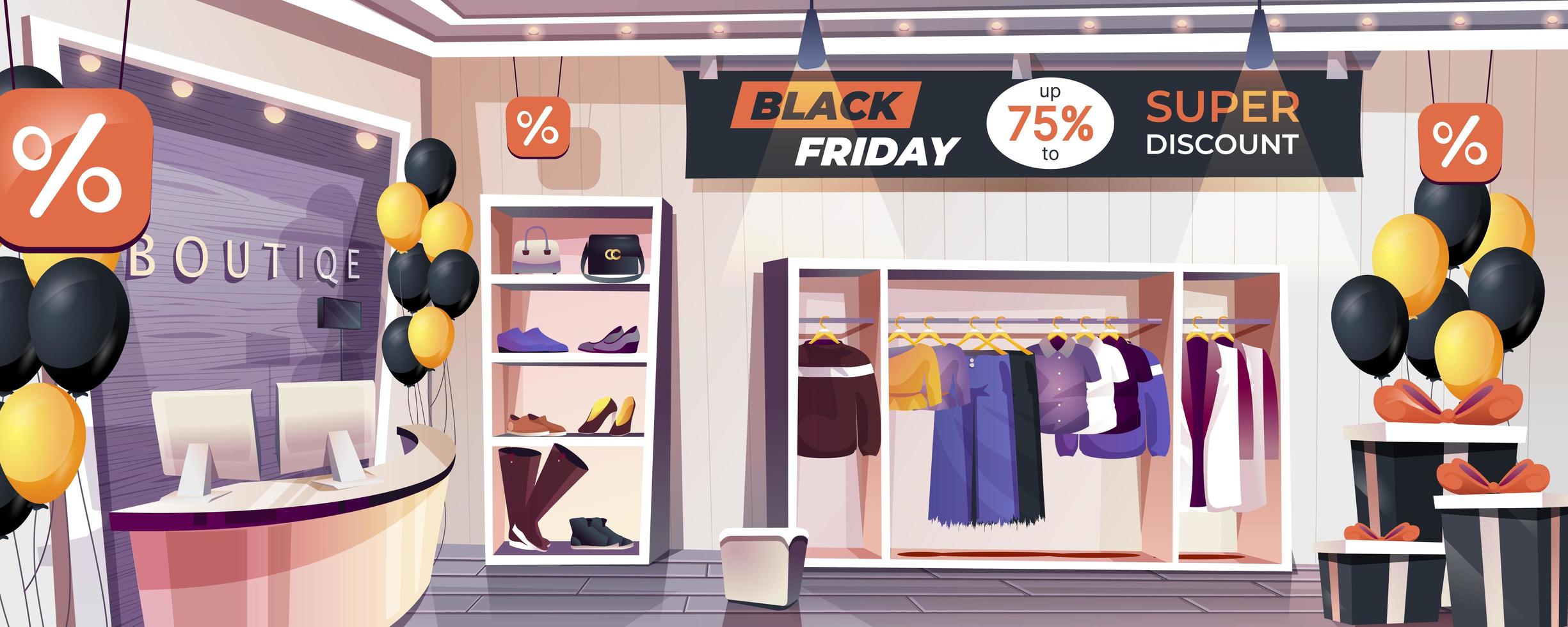 Black Friday shop landing page web banner background vector