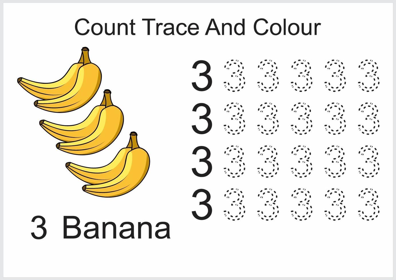 count trace and colour banana vector