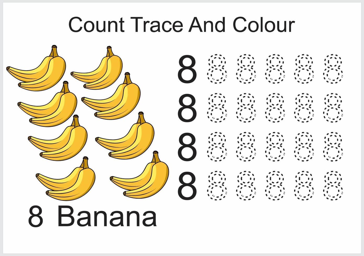 count trace and colour banana vector
