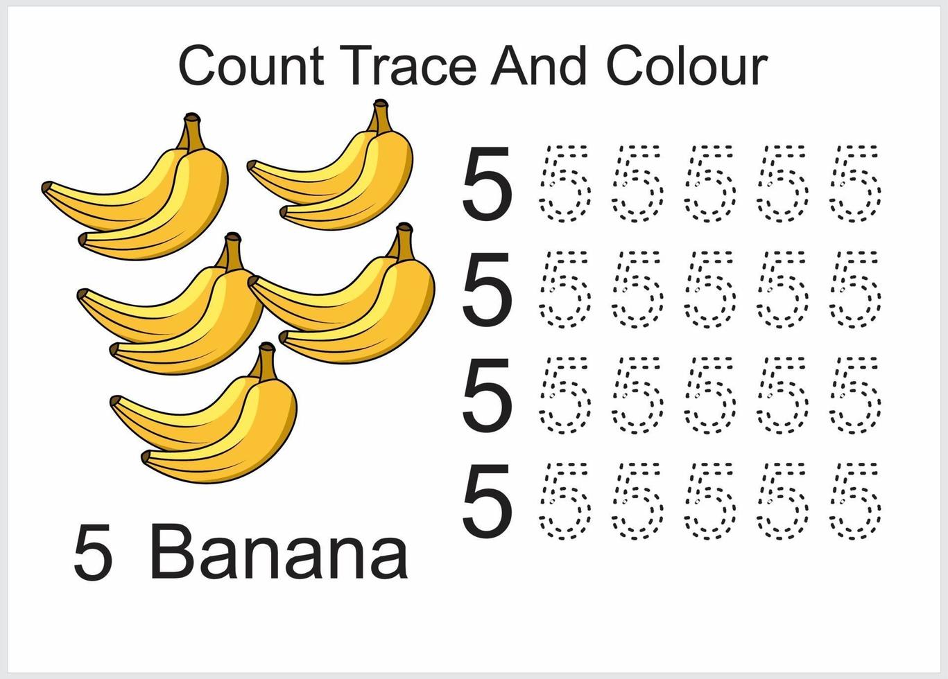 count trace and colour banana vector