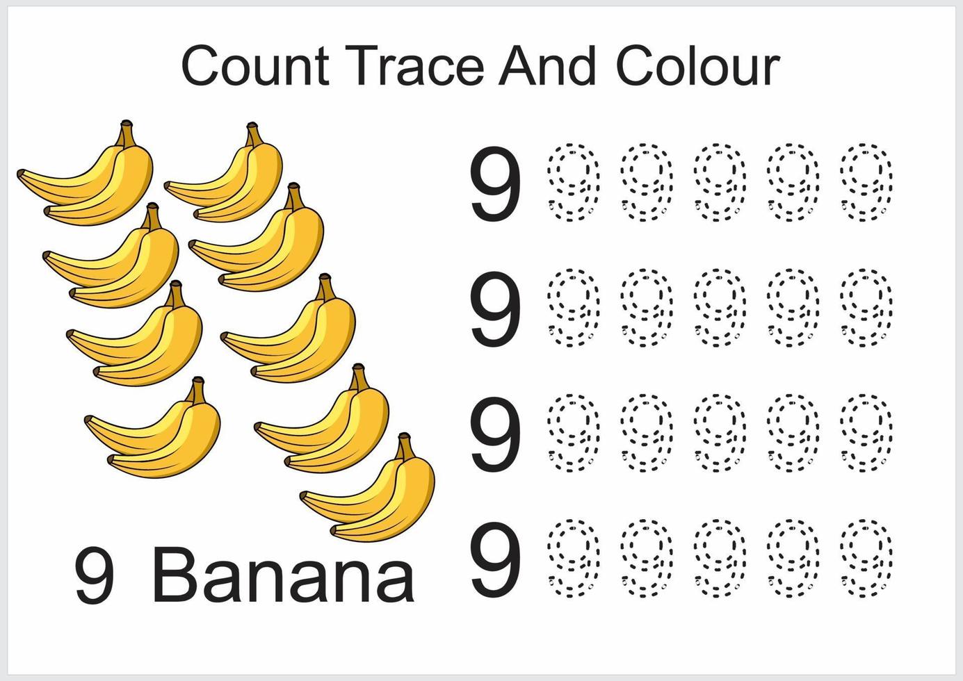 count trace and colour banana vector