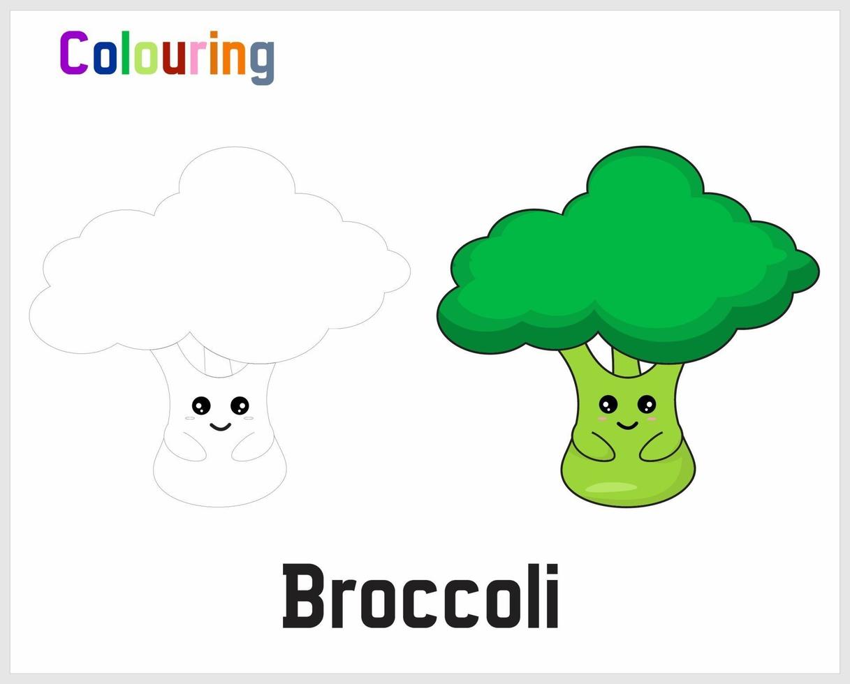 colouring broccoli for kid to learn vector