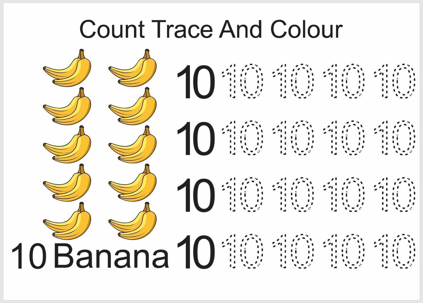 count trace and colour banana vector