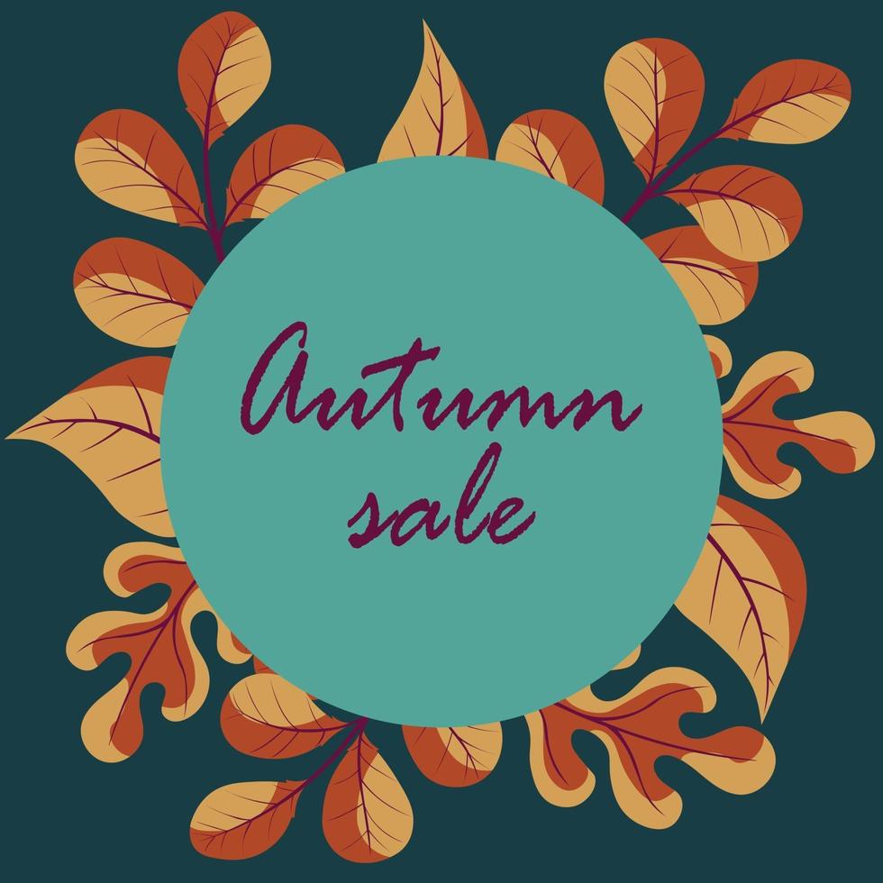 Autumn sale banner with autumn yellow foliage. vector