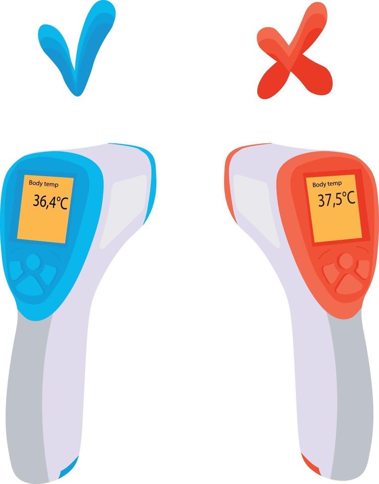 termómetros para medir la temperatura corporal con indicadores vector