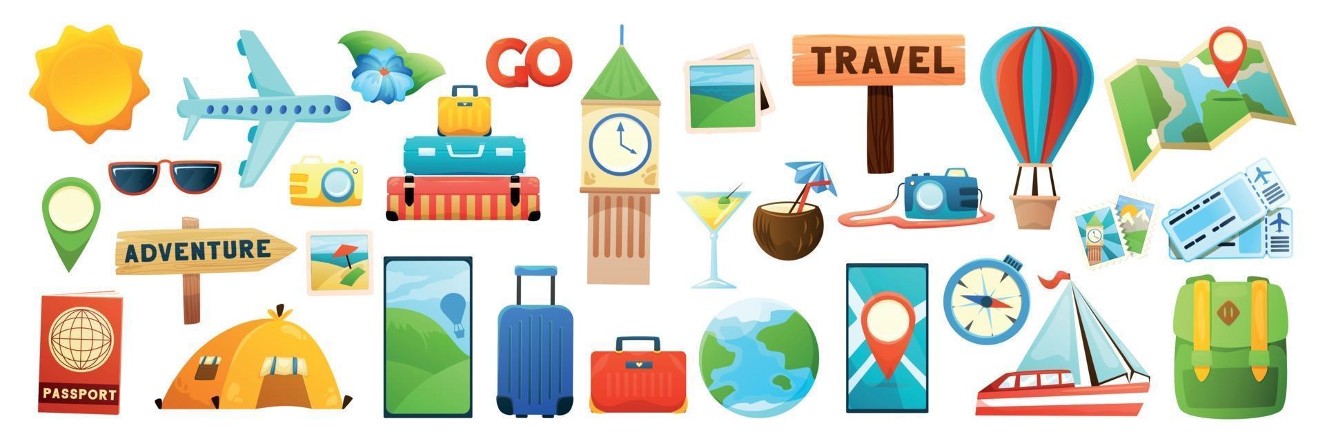 Travel Flat Icons Set vector