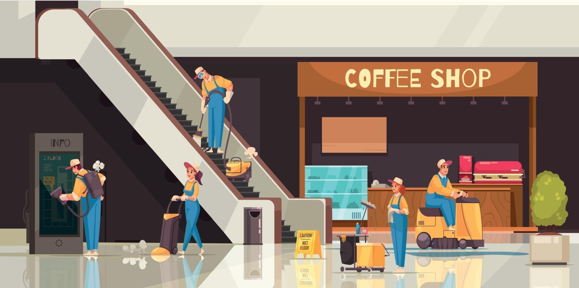 Shopping Mall Cleaning Composition vector