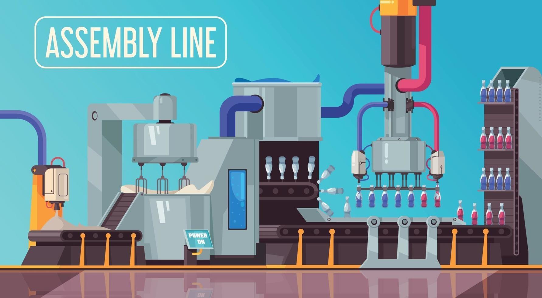 Bottles Assembly Line Composition vector