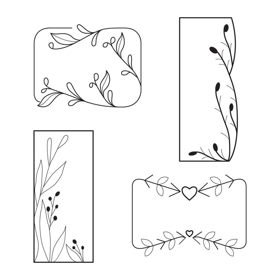 Frame and leaf hand drawn for adult coloring book vector