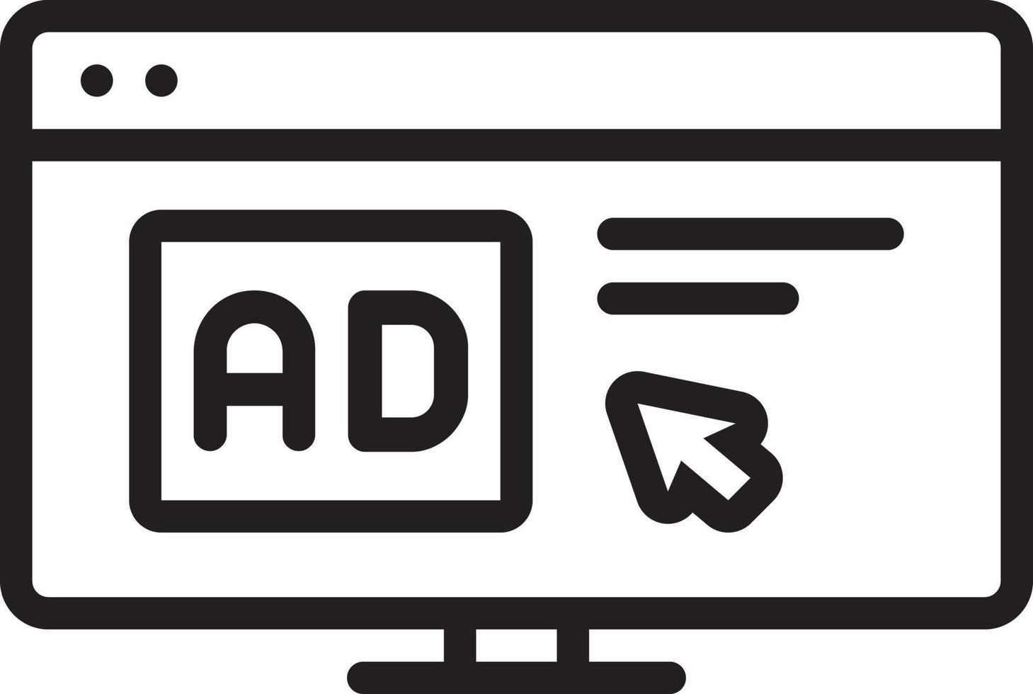 Line icon for click ad vector