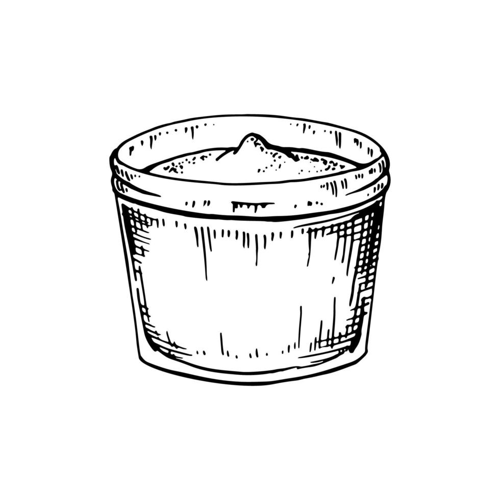 Hand drawn spread in a jar. Vector illustration in sketch style
