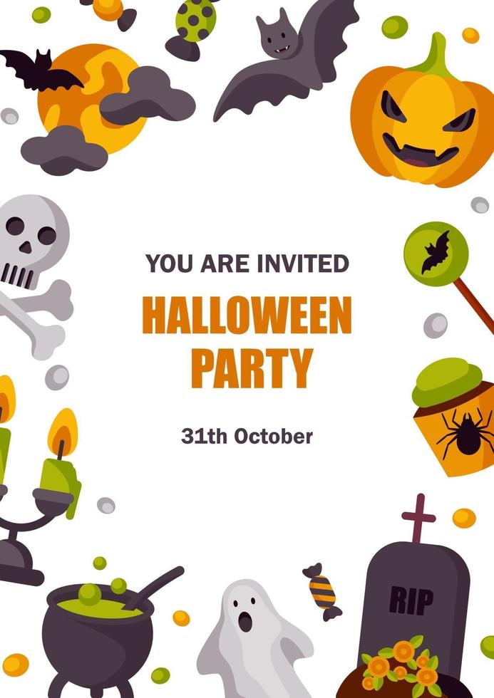 Colorful cute Halloween vertical design vector